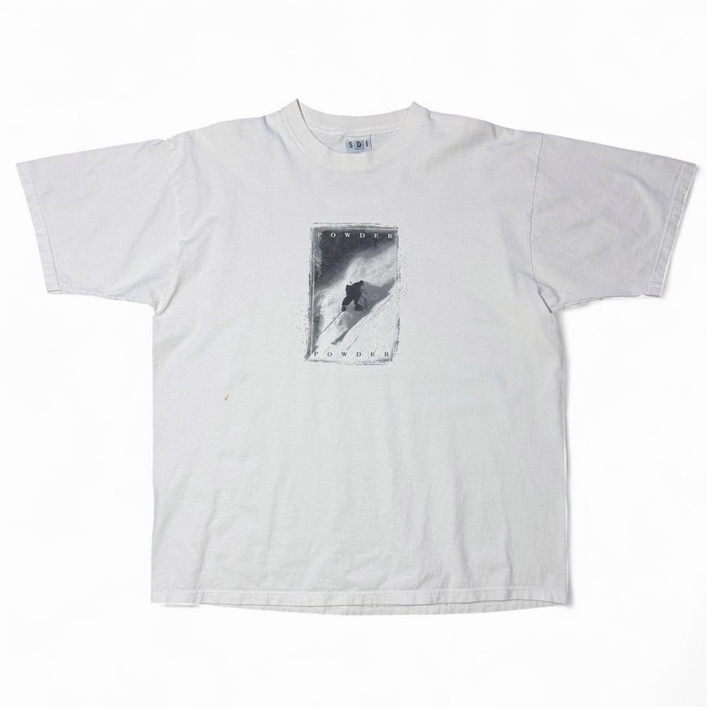 Vintage 90s Powder Snowboard Aspen Outdoors Nature Snow T-shirt Large 23x28"